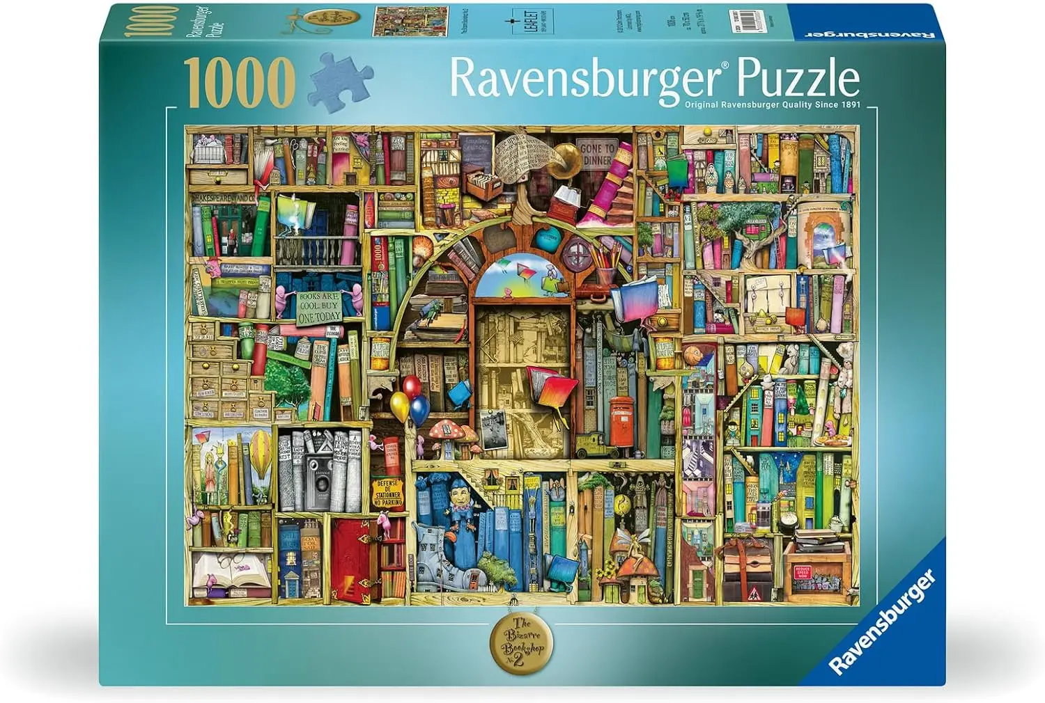 Puzzle drewniane dla dorosłych Ravensburger The Bizarre Bookshop, 150/300/500/1000 elementów, układanka rodzinna, zabawa, prezent edukacyjny
