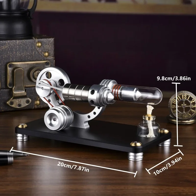 Imagem -02 - Quente Stirling Motor Alternador Liga de Alumínio Motor de Combustão Externa Física Ciência Coleção Educacional Desktop ar