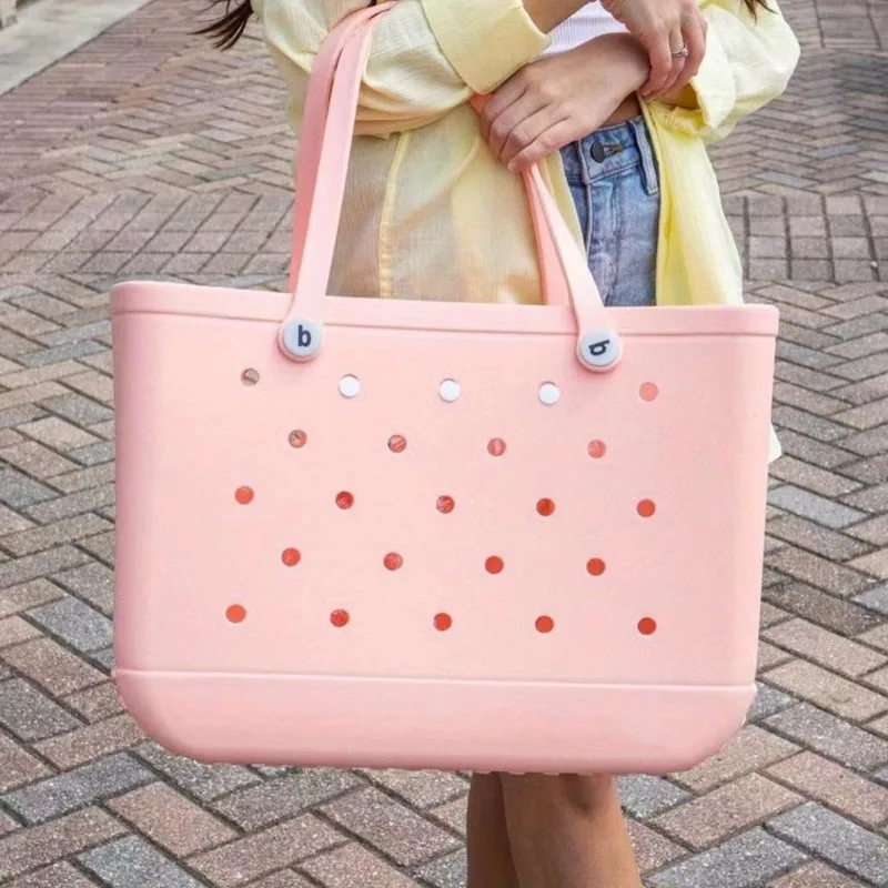 

XL Резиновая пляжная сумка EVA Водонепроницаемая корзина для хранения пляжного бассейна и пикника Очень большая женская сумка для покупок Sac Jelly Tote Bag