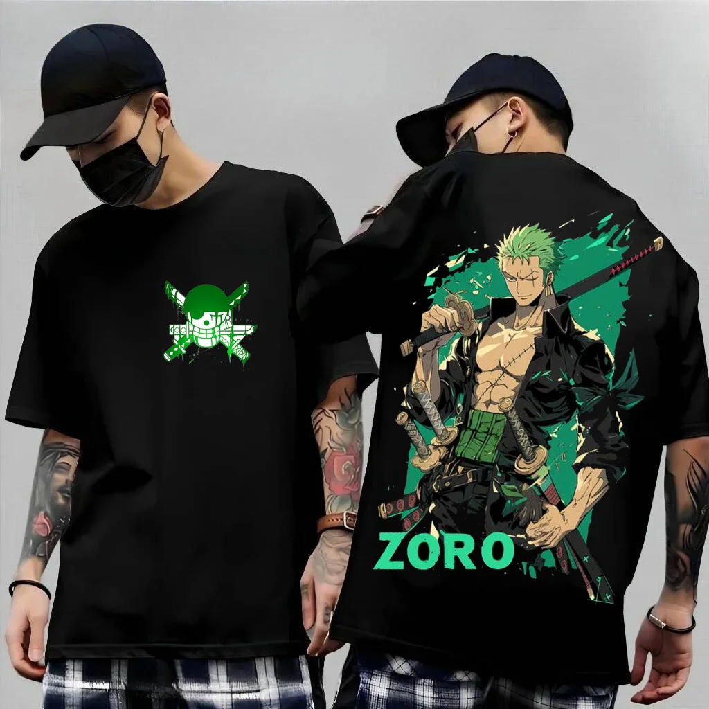 

Мужская футболка с принтом японского аниме One Piece, футболка с короткими рукавами Roronoa Zoro Harajuku, футболка с Луффи, летняя футболка для пар
