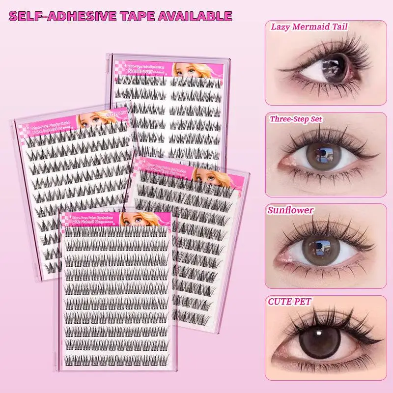 Kleberfreie Falsche Wimpern DIY Selbstklebende Wimpernverlängerung Natürlicher Anime-Look Perfekt für Anfänger