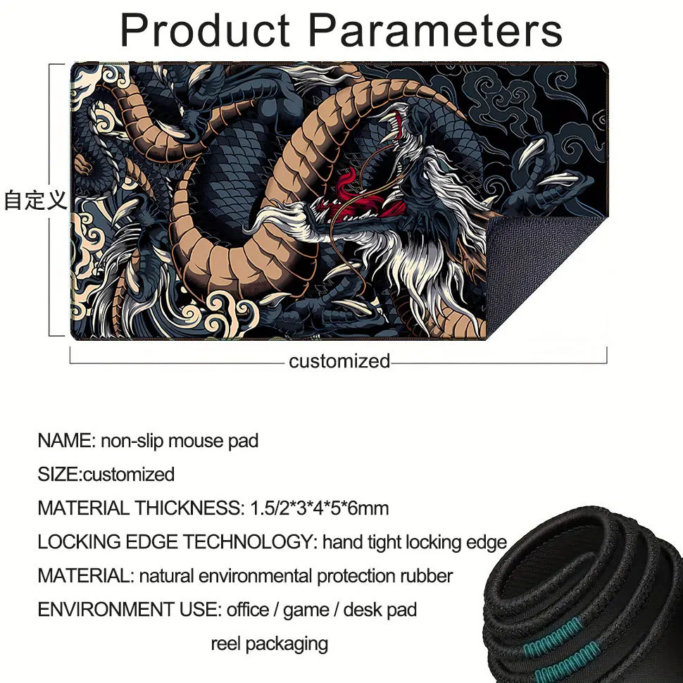 Japanese dragon large game mouse pad XXL keyboard game machine mouse pad sul tavolo speed mats animation carpet tappetini in gomma