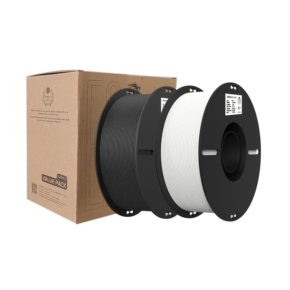 Creality Ender-PLA Value Pack 2KG PLA Filament 1.75mm PLA 3D Printer Filament Fit Most 3d Printer White and Black 2 Spools Pack