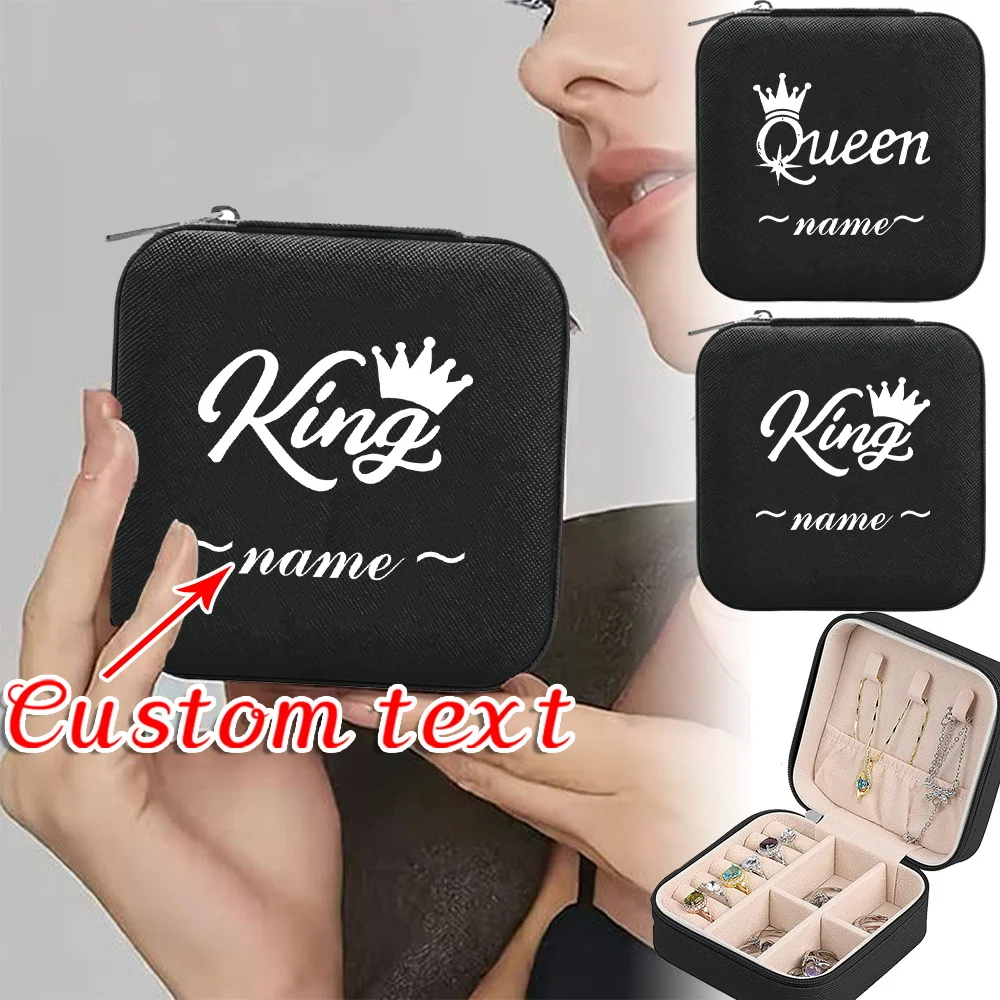

Customized Name Portable Jewelry Box High Quality Zipper Earring Jewelry Box Large Capacity Storage Box Customized Product