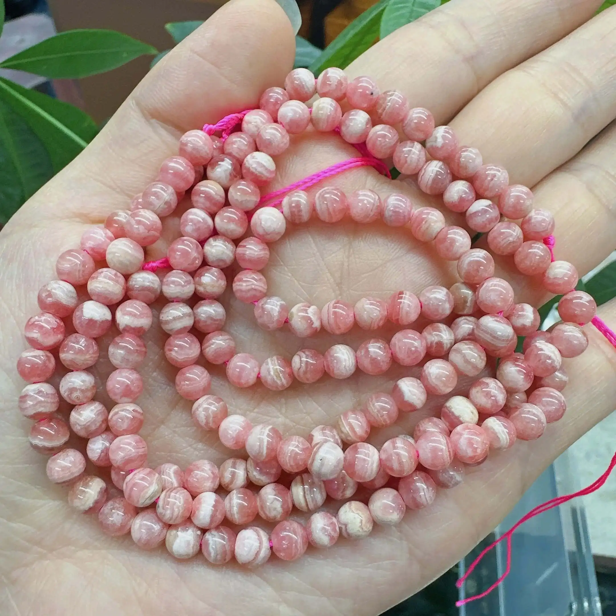 Top Grade Natural Rhodochrosite Round Bead 4/5/6/7/8MM Argentina Rhodonite Stone Noble Pink Dialogite Charm Bead For DIY Jewelry