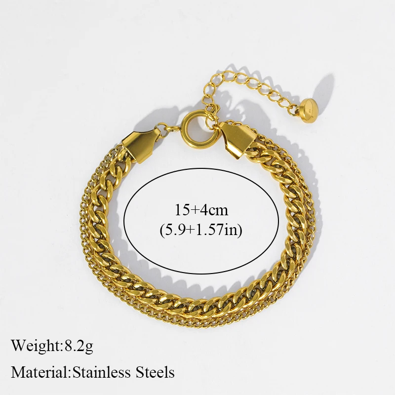 EILIECK 316L Edelstahl 18K Vergoldet Wasserdichtes Dickes Kettenhalsketten-Armband-Schmuckset für Frauen Mädchen Modisches Geschenk – Detail 7