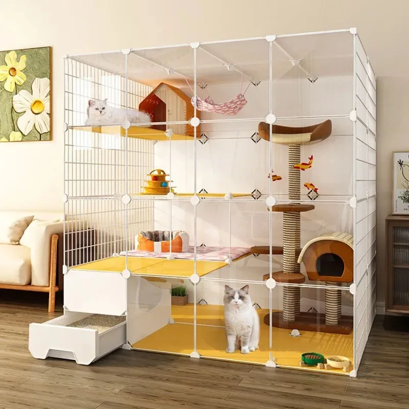 

Luxury Cat Cage Home Indoor Livingroom Balcony Cats Villa Super Large Free Space Kitten Pet House with Climbing Frame