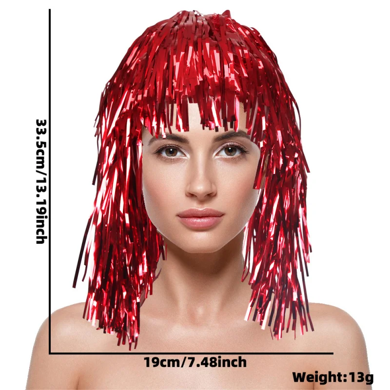 スパンコールウィッグ帽子誕生日パーティー集会スポーツイベント装飾カラフルなタッセル使い捨てウィッグ小道具グリッターディスコ仮面舞踏会