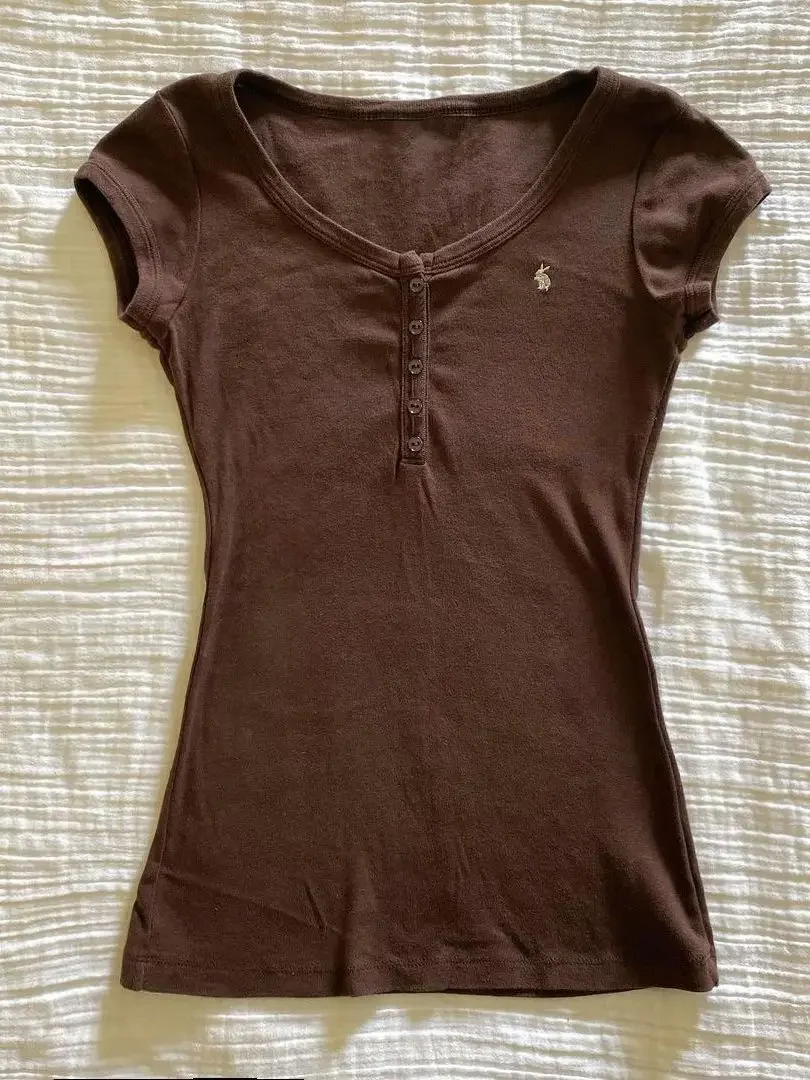 

Винтажные футболки Тонкий женский топ Y2k Эстетическая корейская милая одежда 2000-х годов Футболки Летний укороченный топ Harajuku Hot Girl Готическая панк-футболка