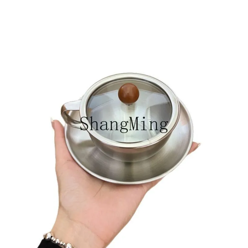 

DSA stainless steel coffee cup saucer European industrial style metal cup set afternoon tea cup