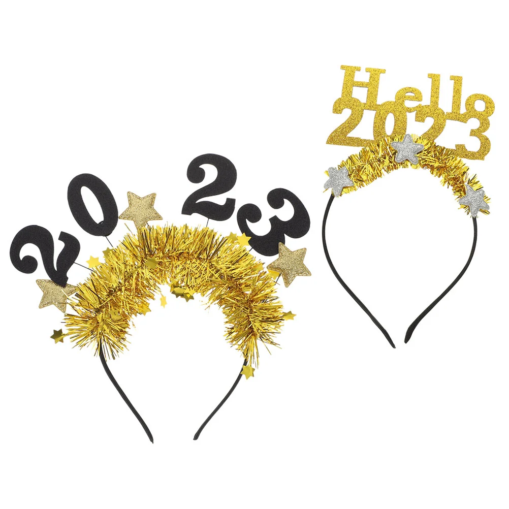 2 Pcs New Year Party Hair Hoop Headband Bands Shiny Appearance Headbands