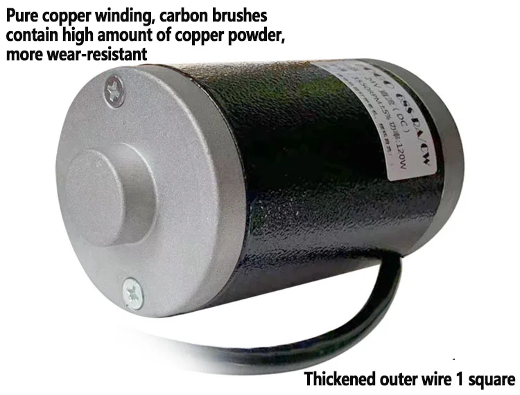 12V 24V 120W 150W 180W 3500rpm/5000rpm/7000rpm DC Coppia elevata a basso rumore Doppio cuscinetto a sfere Motore per tornio Albero di uscita a forma di D