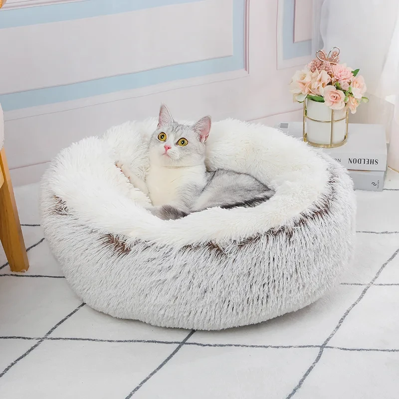 Donut Dog Bed for Medium Dog Plush Bed Pets Round Accessories Small Basket Sofa Baskets Pet Big Cushion Supplies Puppy Mat Cats