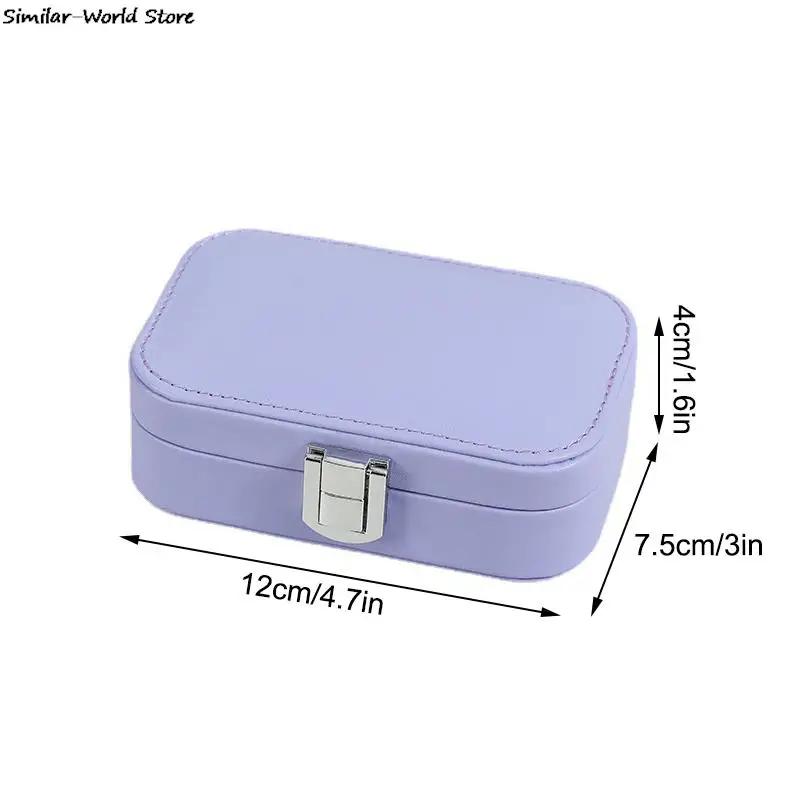 New In Macaron Jewelry Box for Travel Portable Ring Earrings Necklace Organizer Double Layer PU Leather Snap Button Display Case