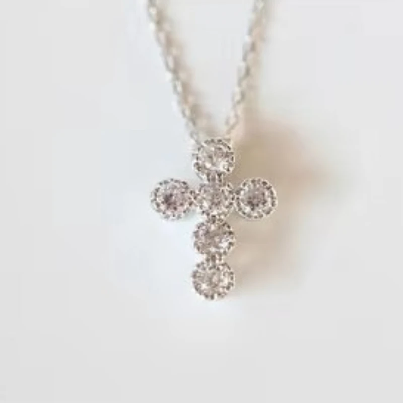 New 925 Sterling Silver Zircon Cross Necklaces Pendant Fashion Sterling Silver Jewelry Statement for Women Bijoux