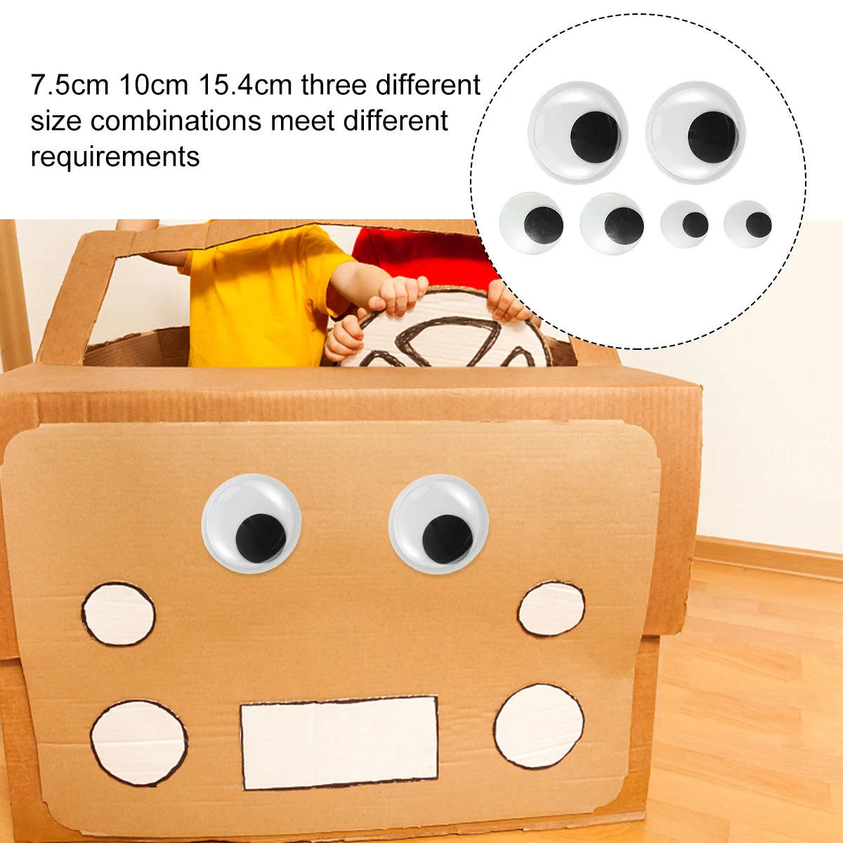 6 pçs preto branco wiggle olhos googly autoadesivos diy artesanato adesivos decorações de natal crianças materiais de arte olhos oscillantes