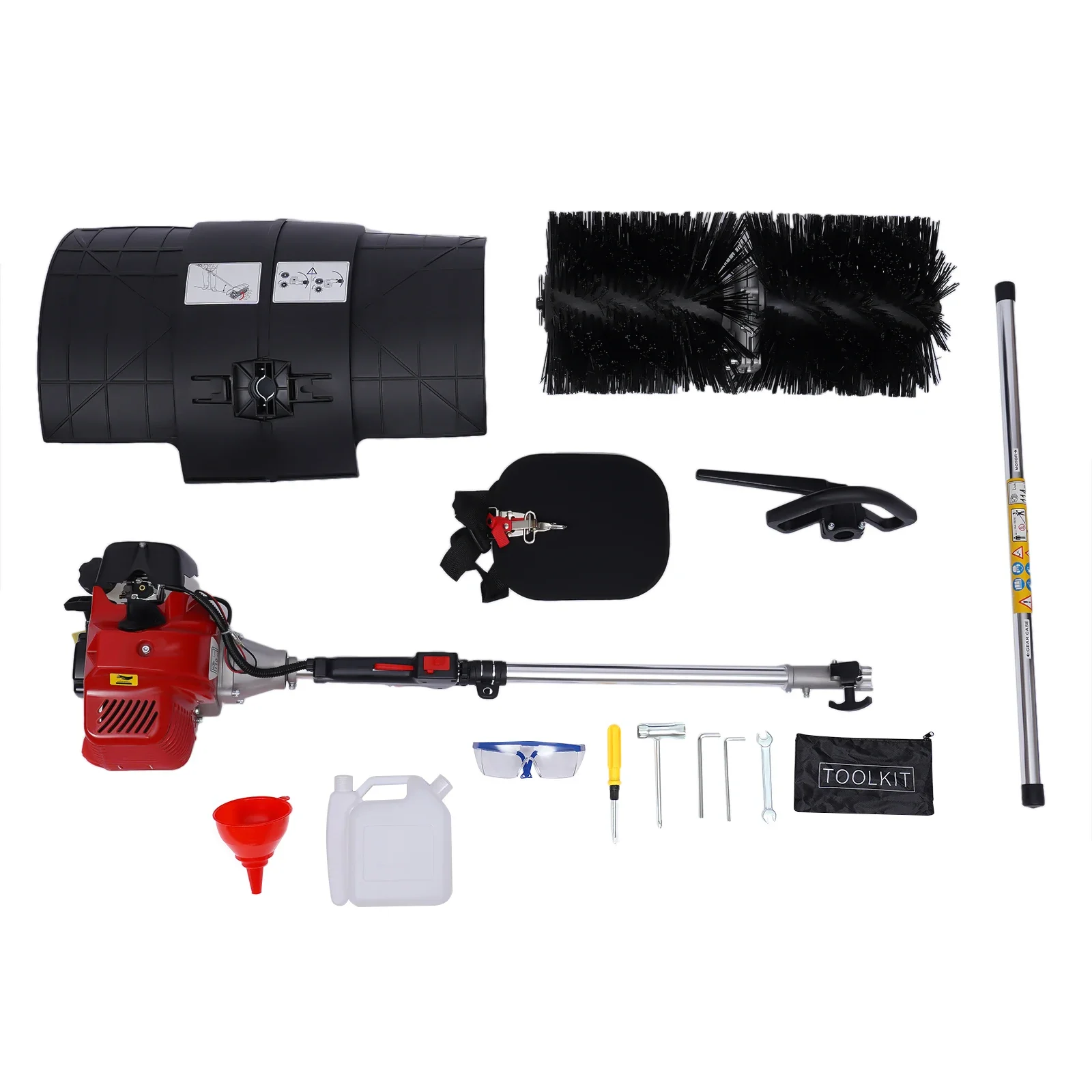 Spazzatrice a gas a 2 tempi da 2,3 HP 52 cc, scopa a spazzola a benzina portatile, per strumento di pulizia stradale del patio del prato del giardino del vialetto