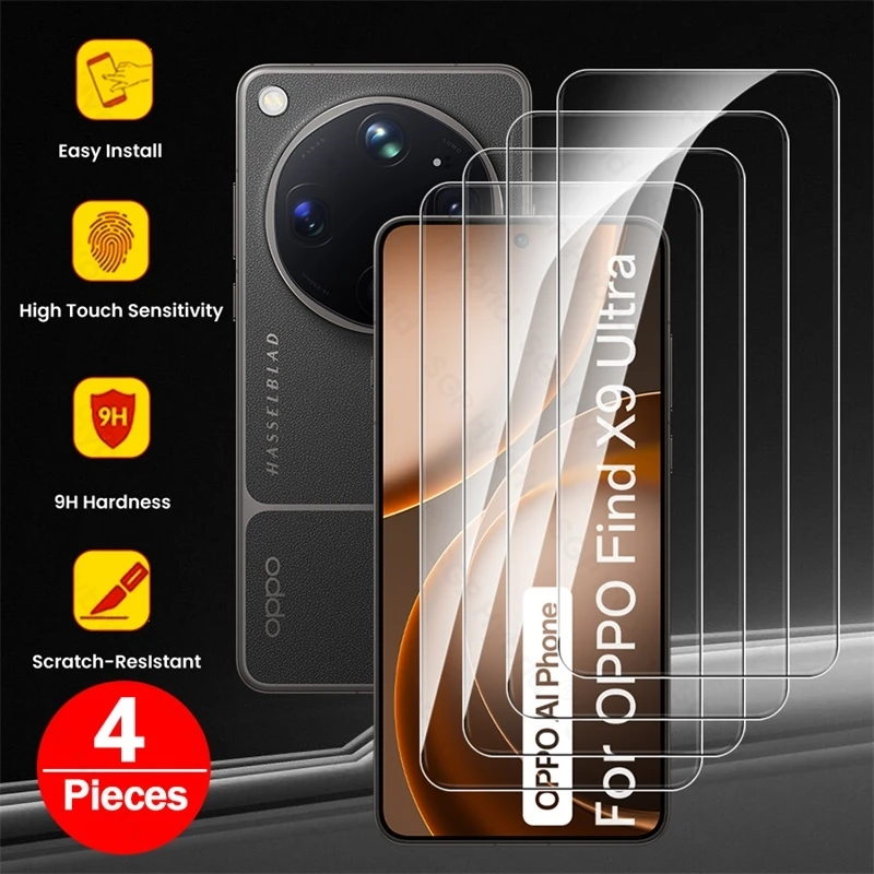 Protecteur d'écran en verre 9H, 4 pièces, pour Oppo Find X9 Ultra X9Ultra 5G, Film de téléphone pour Opo FindX9 Ultra FindX9Ultra CPH2841 6.82 pouces