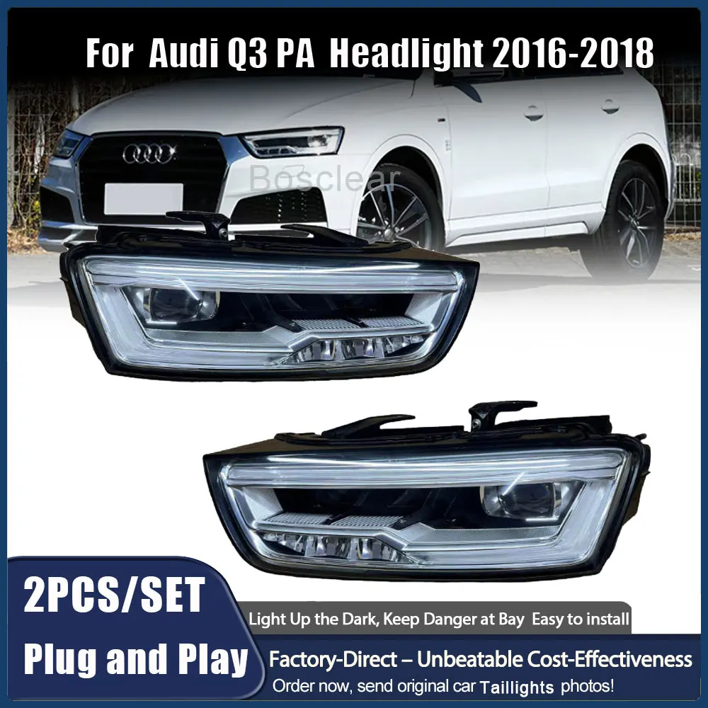 

For Audi Q3 LED Headlight Assmebly LED 2016 2017 2018 2019 Q3 Left and Right Headlamp OEM 8U0941033 8U0941034 Car Accessories