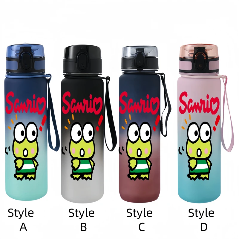 Kero Kero Keroppi 650ML Water Cup Large Capacity Portable Plastic Cartoon Cute Children Kettle Adult Outdoor Sports Water Bottle