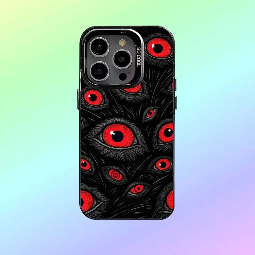 Straszne, zły oczy demona - etui na telefon iPhone 17, 16, 15, 14, 13, 12, 11, kolorowe, srebrne etui na telefon, pokrowiec Funda