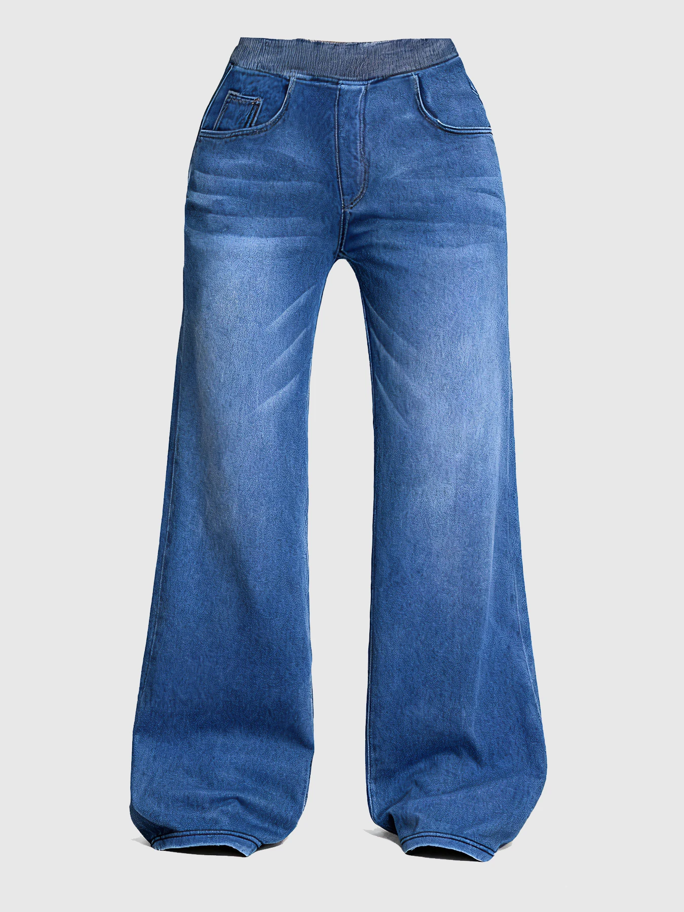 plus Size Women's Loose Straight Leg Jeans Casual Comfortable Daily High Waist Elastic Denim Pants view 6