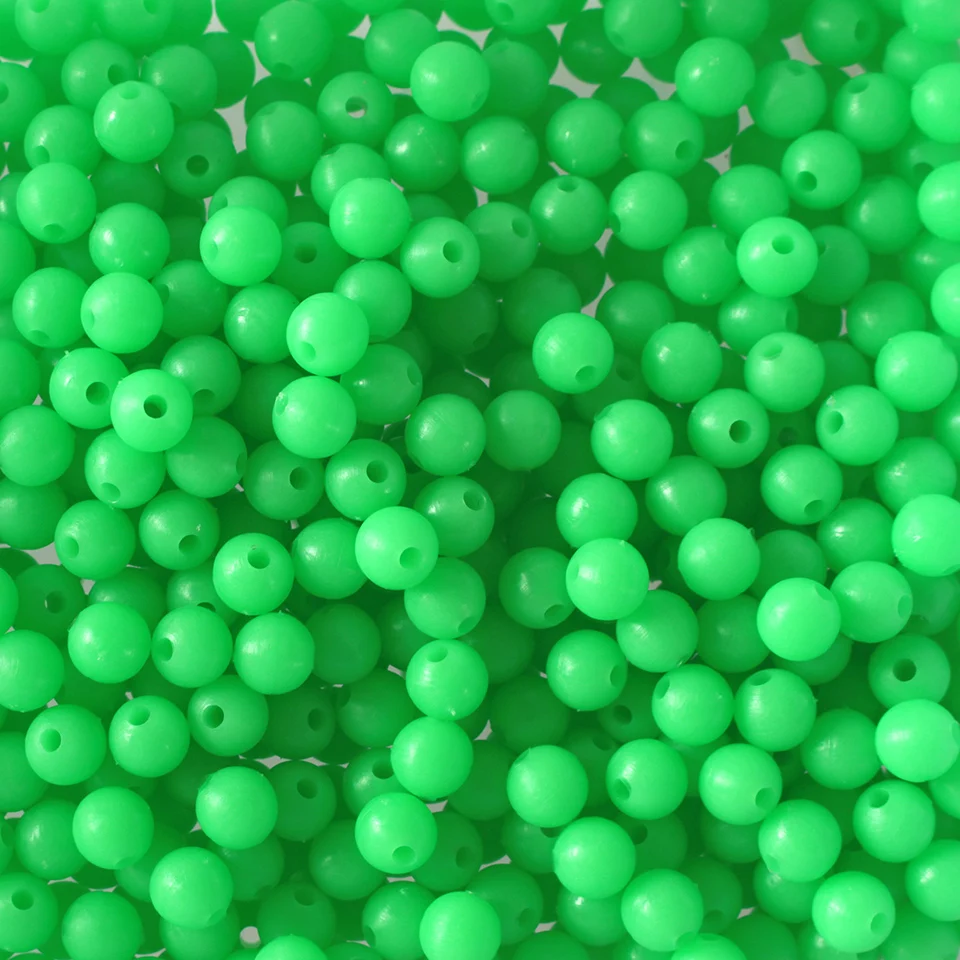 500pcs Luminous Fishing Beads Assorted Rubber Glow Fluorescent Green Fishing Beads Diameter 3mm-12mm Fishing Tackle Tool