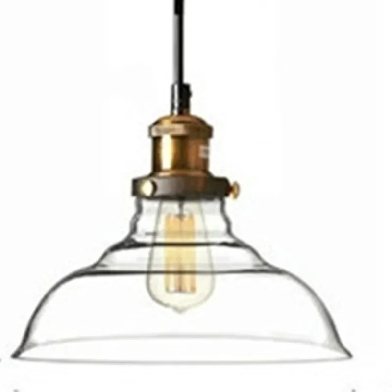 Antique Lighting free shipping vintage indoor copper lampholder  triangle clear glass ceiling pendant lamp light E27 for Bar