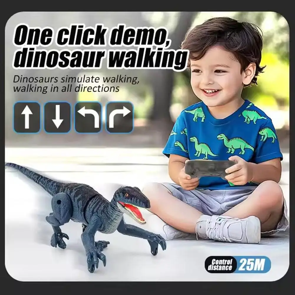 Children's Remote Control Dinosaur Toys Simulation Velociraptor Tynosaurus Rex Speak Out Shine Electric Dinosaur Toys For Gift