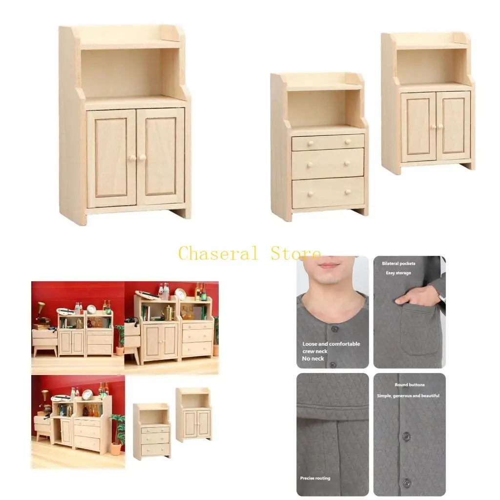 

E7CE Compact Dollhouses Dresser 3 Operational Drawers Retro Design Display Piece