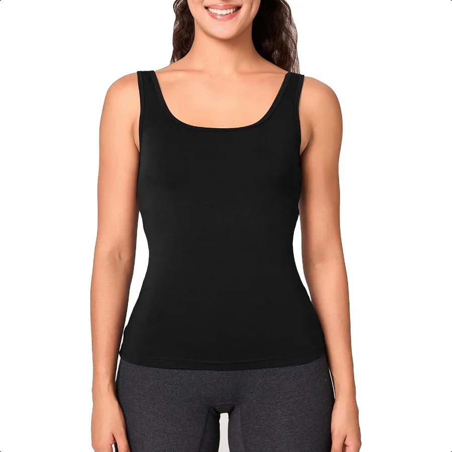 

BAMBOO COOL ShelfBra Camisole for Women Chest Cover Basic Tank Top with Adjustable Strap Soft Undershirt