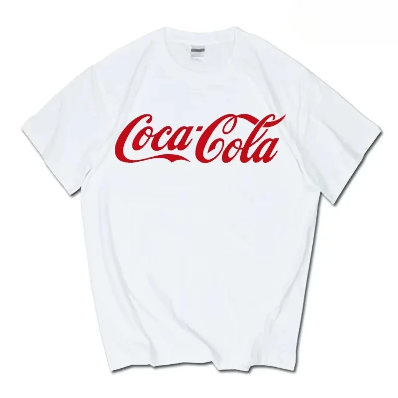 Classic Coca-Cola Logo Print T-shirt Men Women Casual Loose Cotton Short Sleeve Tee Retro Streetwear Unisex Tops t shirt