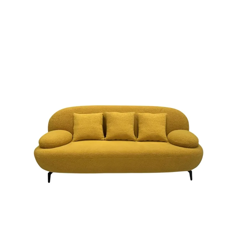 Cream wind sofa, yellow lamb wool small living room small apartment double three-person fully furnished furniture