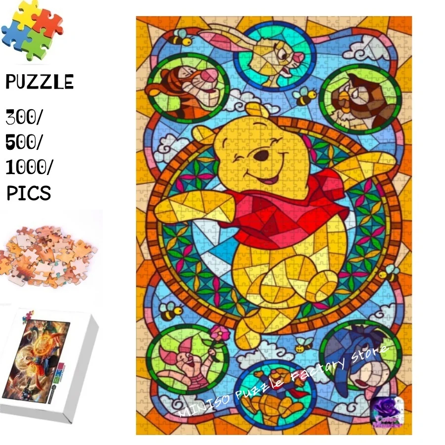

Winnie The Pooh Wooden Jigsaw Puzzle 300/500/1000 Pieces Wooden/cardboard Puzzles for Adults Kids Gifts Educational Toys Tangram