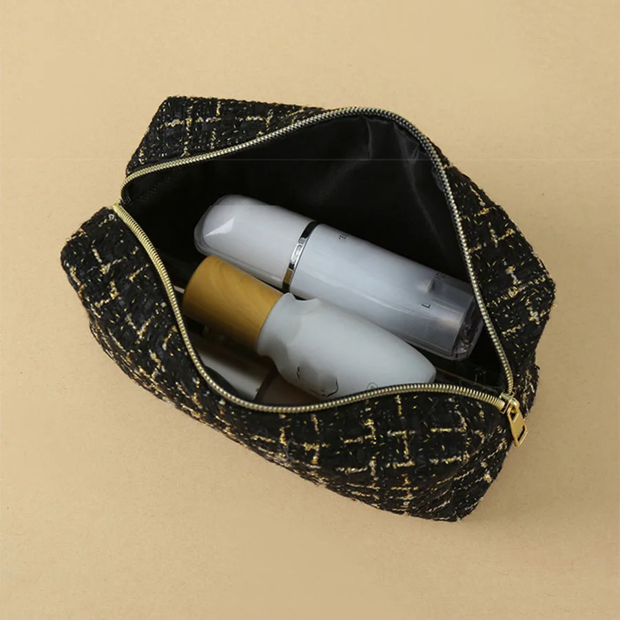 Borsa per trucco con pochette da donna alla moda Borsa per cosmetici Borsa per articoli da toeletta da viaggio portatile di grande capacità Astuccio per matite per studenti