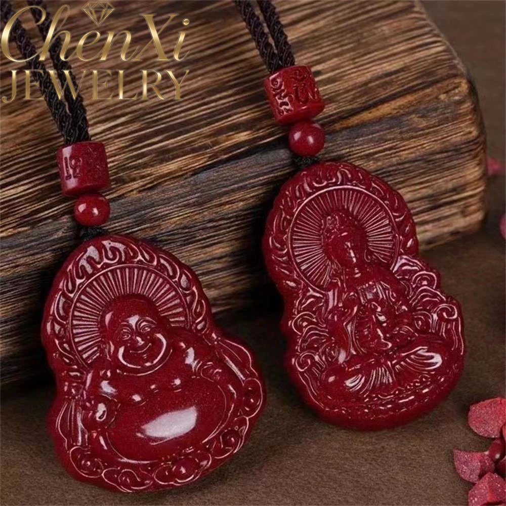 

High-end Cinnabar Avalokitesvara Maitreya Buddha Pendant Luxury Quality Fashion Fine Jewelry Exquisite Elegant Popular Amulets
