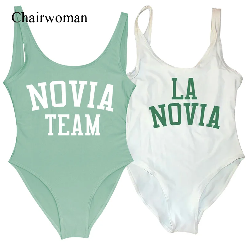 Bulk One-Piece La Novia Swimsuit Women Spanish Novia Team Swimwear Wedding Bathing Suit  Girls Hen Bachelor Party Swimming Suit