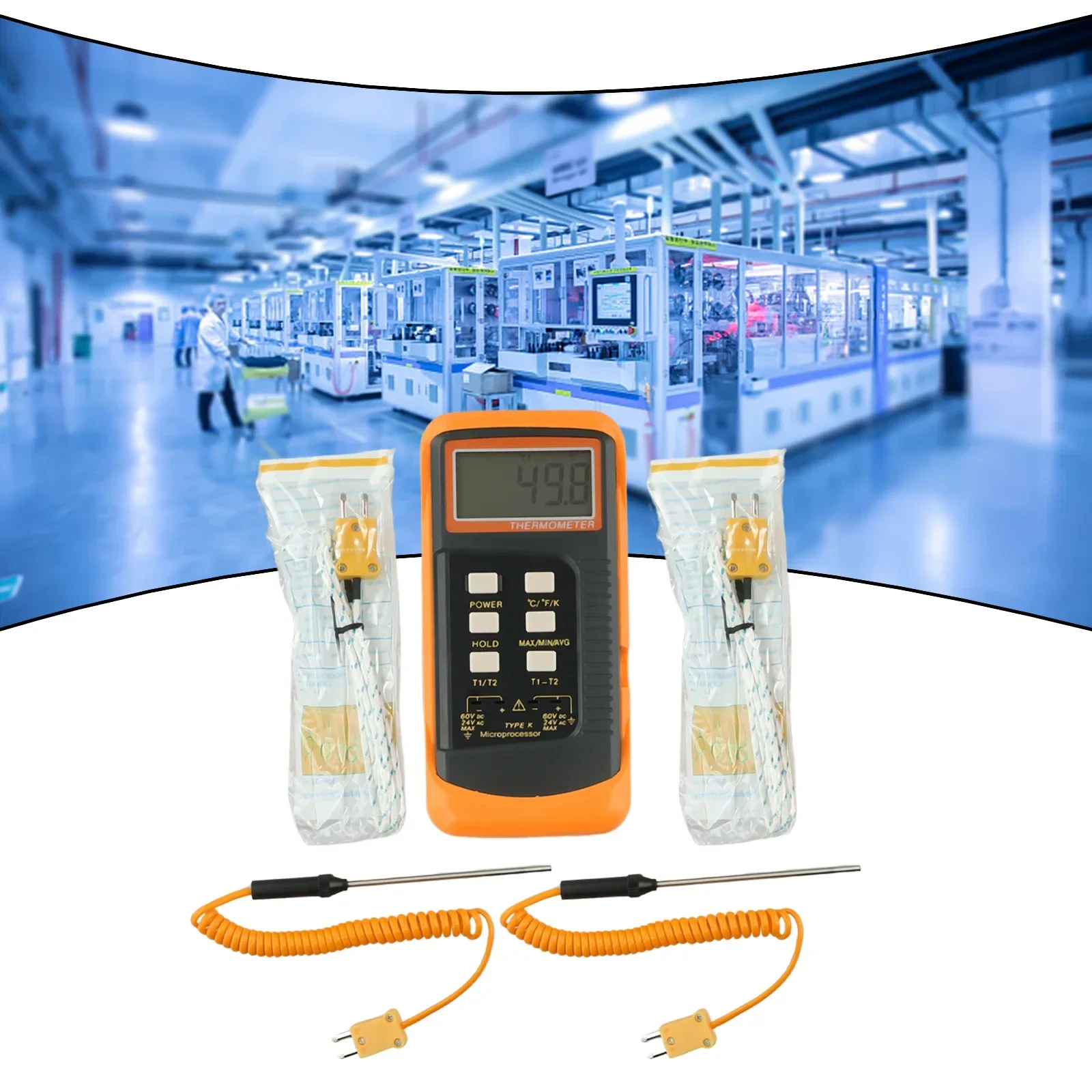 

Thermocouple Portable K Type Thermocouple Thermometer with Dual Temperature Monitoring T1/T2 and Data Retention Function