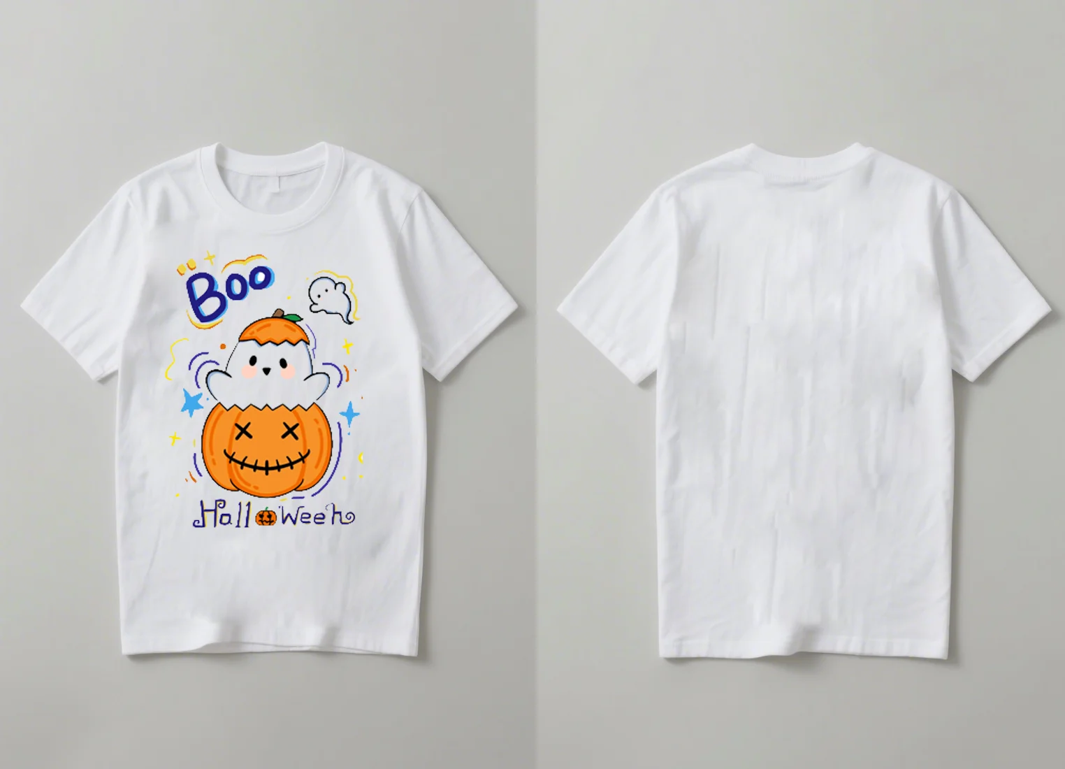 2025 T-shirt a maniche corte stampata serie Halloween Ghost Pumpkin Bat di nuova moda per uomo e donna top casual girocollo