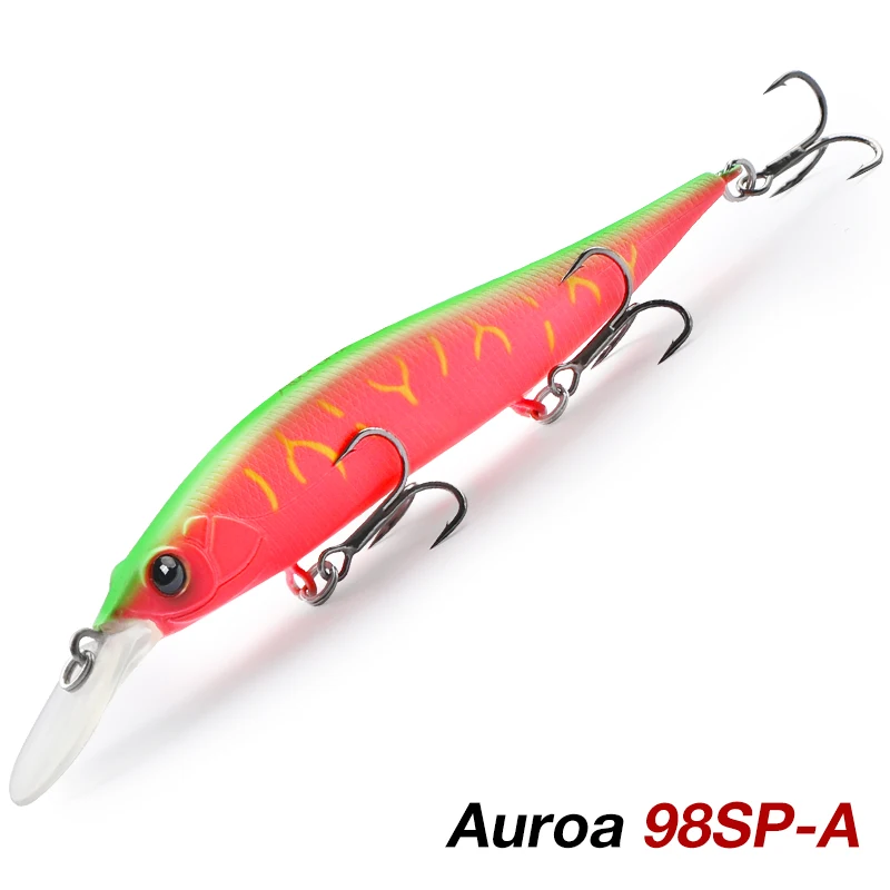 TSURINOYA Suspend Minnow AURORA 98SP Angelköder 98mm/3,85 Zoll 10g Lange Wurfweite 2,2m Klopfgeräusch Harter Köder für Barsch und Hecht