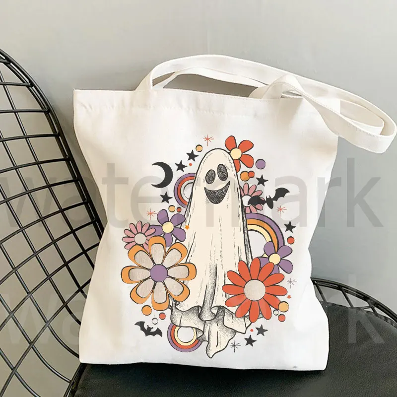 Retro Halloween Tote Bag Creep It Real Totes Vintage Ghost Halloween Shopper Witch Shopping  Best Halloween Gift Canvas Tote