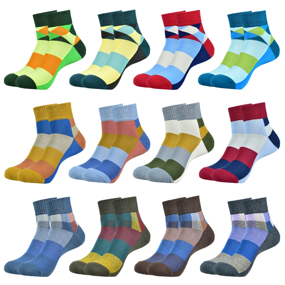 5 pairs Men\'s Spring/Summer Cotton Multi-color Short socks, Boat socks, quality Fashionable Lnnovative low cut socks