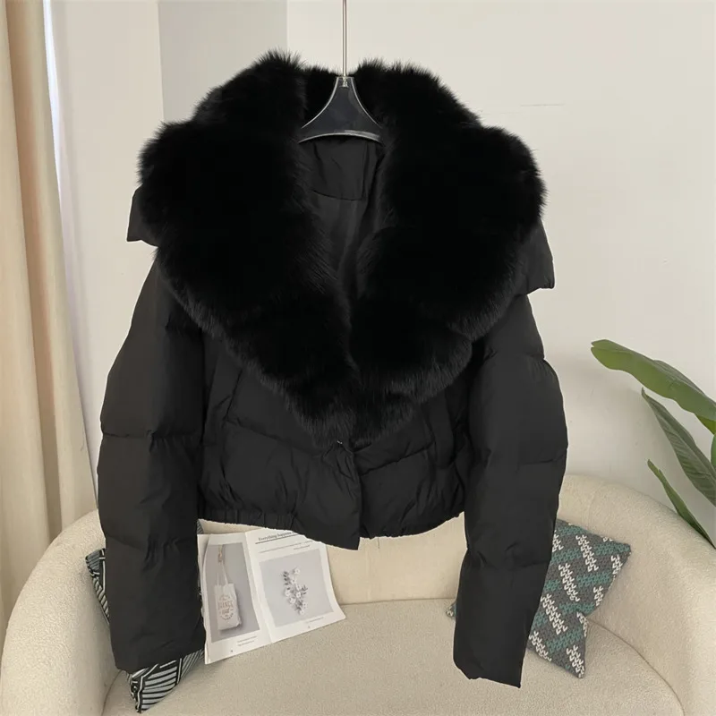 Stilvolle Winter Damen Daunen puffer jacke abnehmbare Fuchs pelz Puffer mantel neue warm weiße Enten Daunen puffer jacke Freizeit kleidung