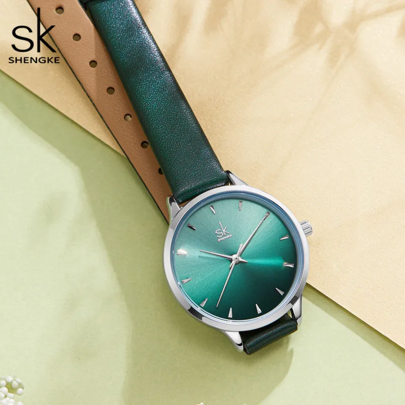 Shengke Women Watches SK Colorful Lady Fashion Quartz Watch Simple PU Watchband Waterproof Colorful WristWatch Relogio Feminino