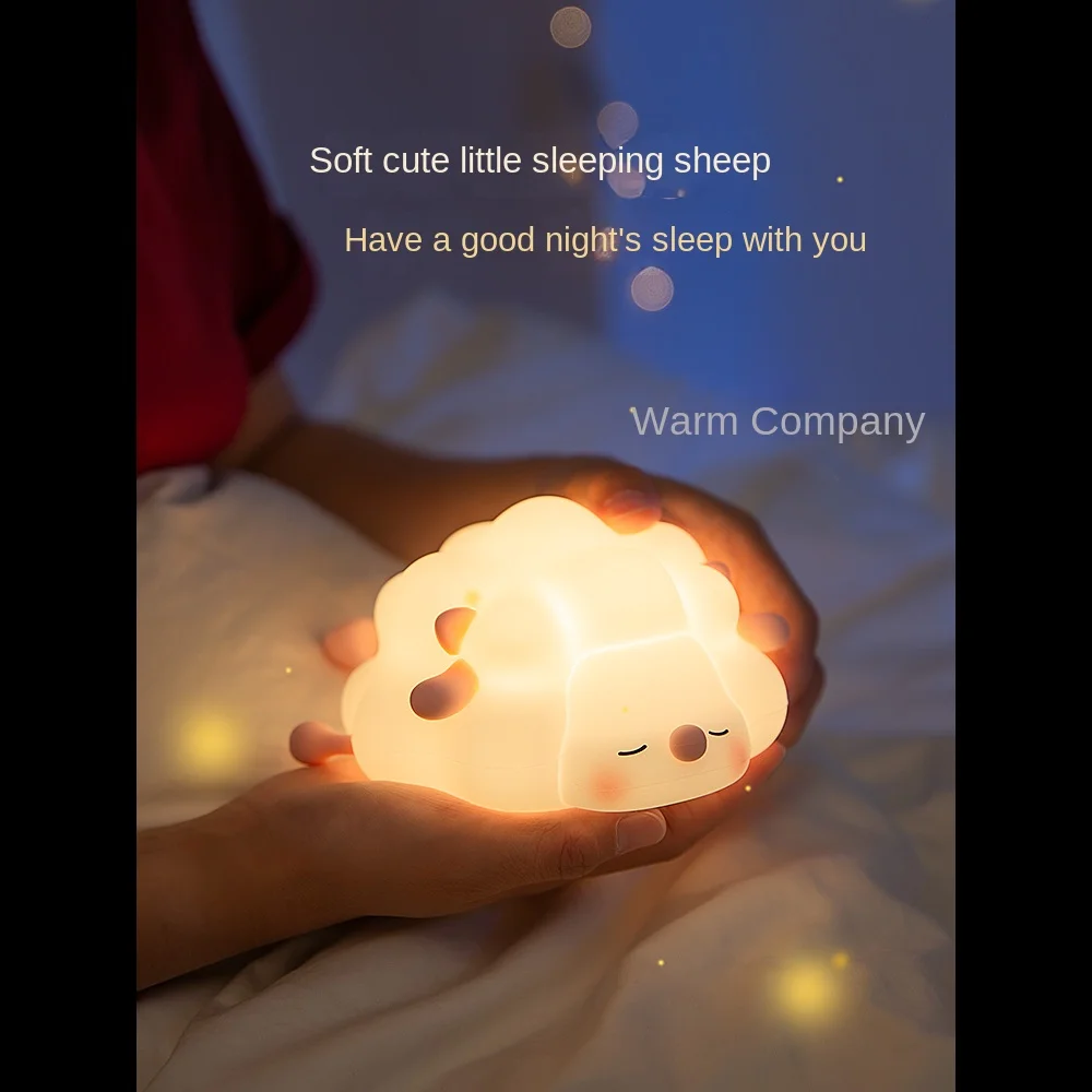 Little Sleep Night Light LED para niños, mesita de noche, Linda luz nocturna de oveja, Sensor táctil para bebé, luz nocturna de silicona