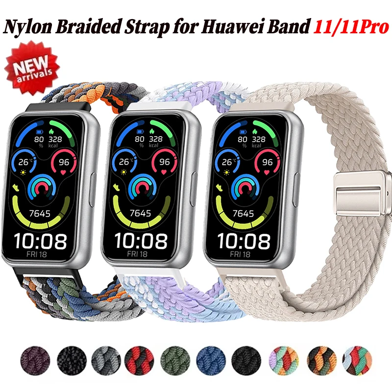 

Нейлоновый плетеный ремешок для Huawei Band 11/11NFC, мягкий удобный ремешок с магнитной застежкой для Huanwei 11Pro/11Pro NFC, аксессуары