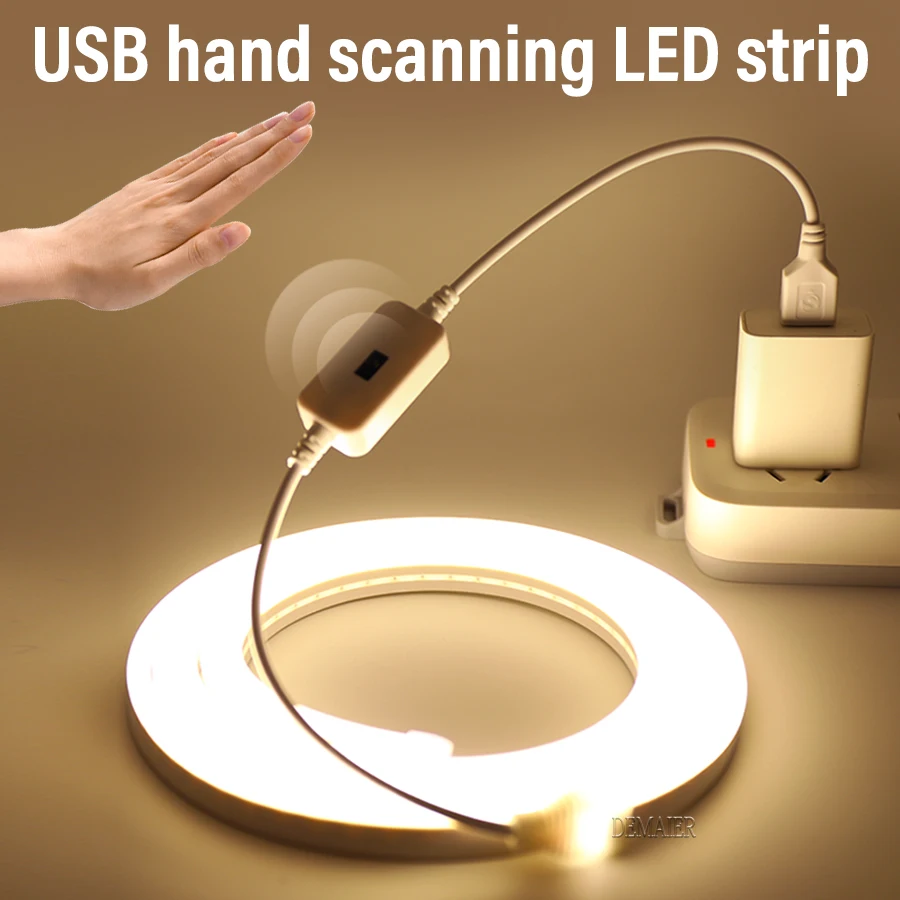 Dimmerable LED Strip DC 5V USB led streifen licht Scanning induction White/Warm White tv hintergrund beleuchtung band home decor