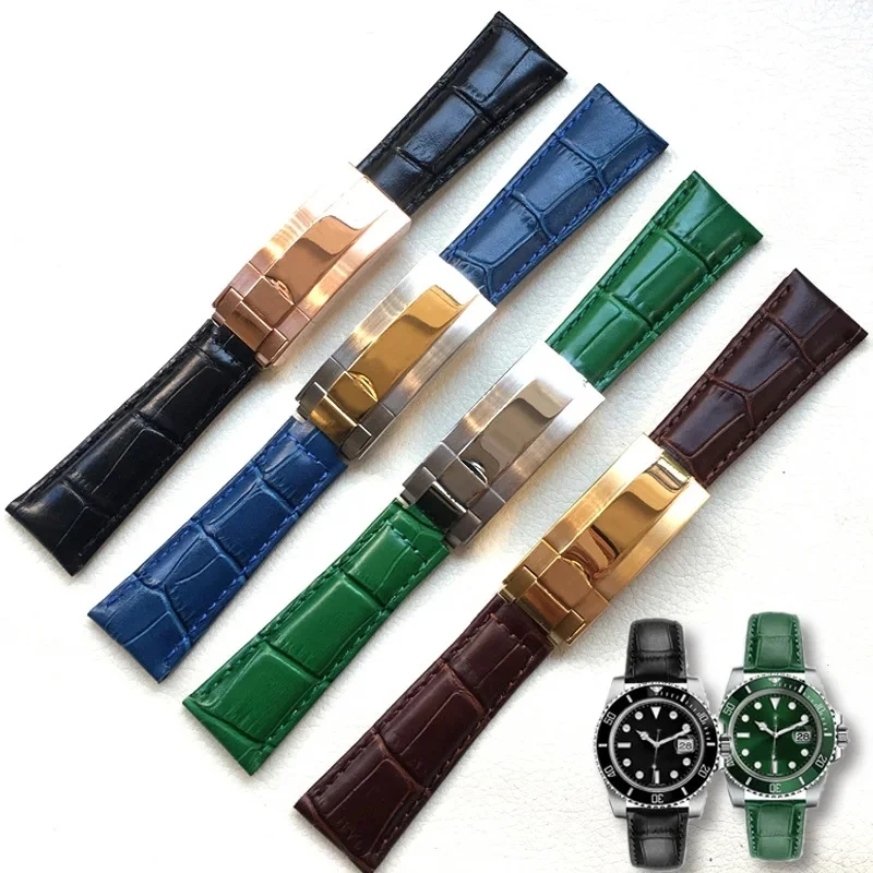 Watch Band For Rolex SUBMARINER Yacht-Master DAYTONA GMT Crocodile Grain Genuine Leather Men\'s Watch Strap Accessories  20mm