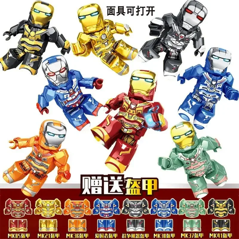 Marvel Iron Man Building Blocks para crianças, brinquedos de montagem de blocos, modelo de brinquedo educativo infantil criativo, ornamentos feitos à mão, presente do menino