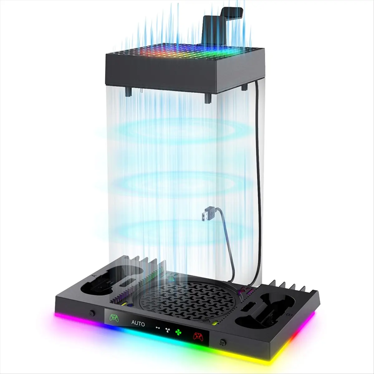 Punctual- Automatic Cooling Fan and Charging Stand for Xbox Series X Console,Wireless Dual Charger Base for XSX Controller view 3